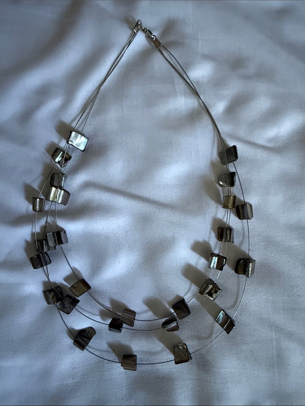 Multi-Strand Black Shell Bead Necklace